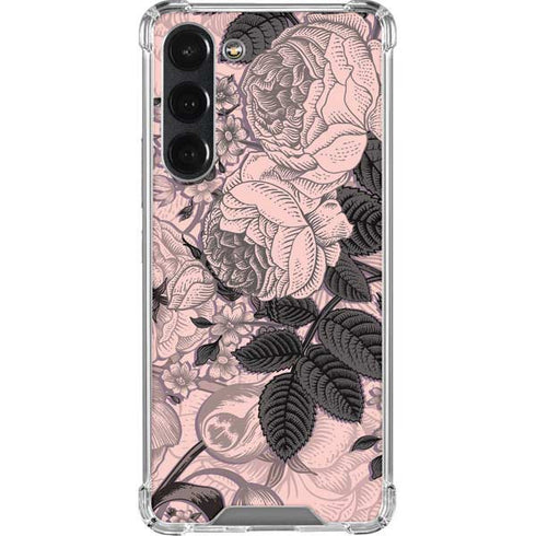 Rose Quartz Floral Galaxy S23 Plus Clear Case