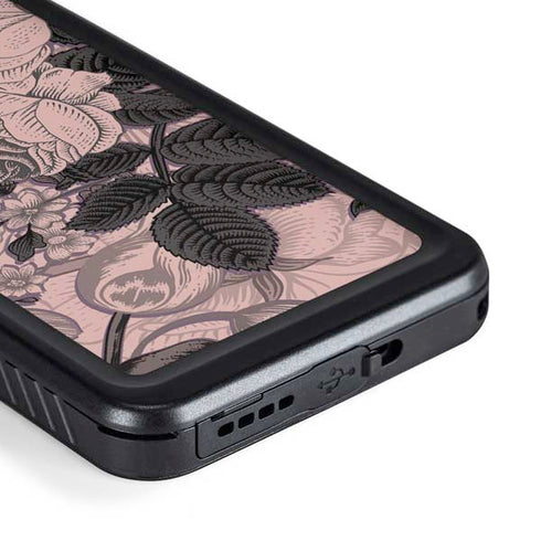 Rose Quartz Floral Galaxy S23 Plus Waterproof Case