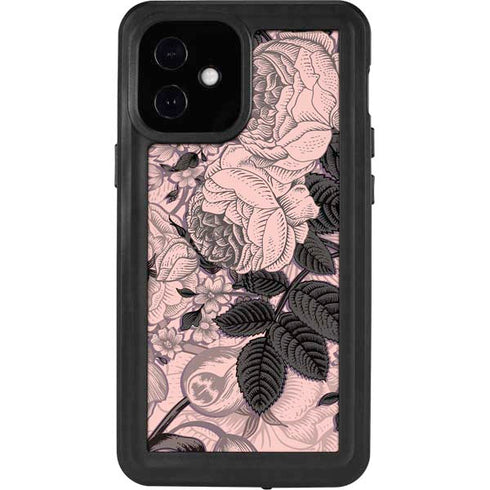 Rose Quartz Floral iPhone 12 Mini Waterproof Case
