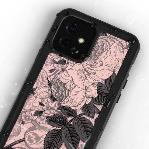 Rose Quartz Floral iPhone 12 Mini Waterproof Case