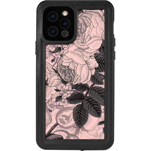 Rose Quartz Floral iPhone 12 Pro Waterproof Case