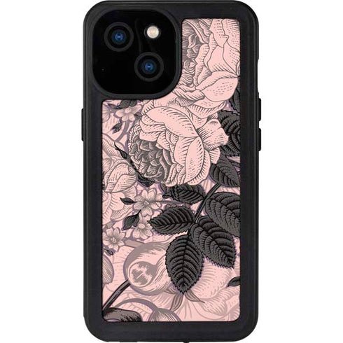 Rose Quartz Floral iPhone 13 Mini Waterproof Case