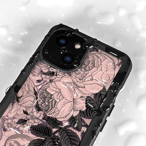 Rose Quartz Floral iPhone 13 Mini Waterproof Case