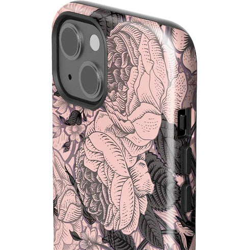 Rose Quartz Floral iPhone 15 Plus Impact Case