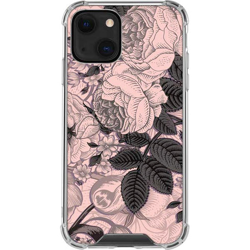 Rose Quartz Floral iPhone 14 Plus Clear Case