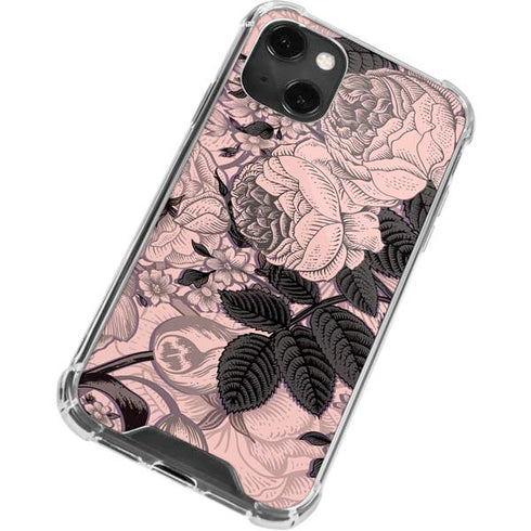 Rose Quartz Floral iPhone 14 Plus Clear Case