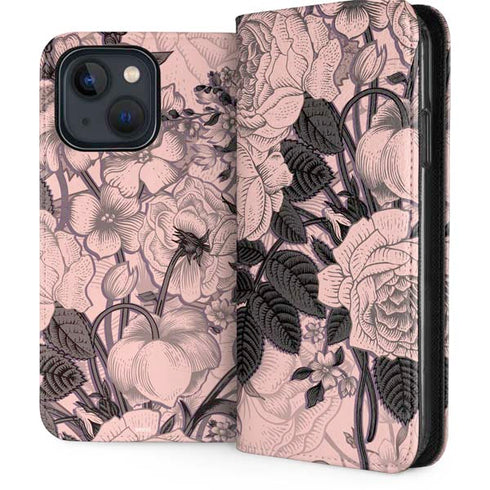 Rose Quartz Floral iPhone 14 Plus Folio Case