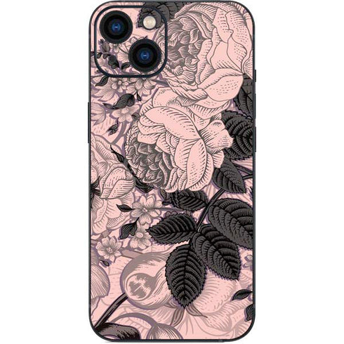 Rose Quartz Floral iPhone 15 Plus Skin