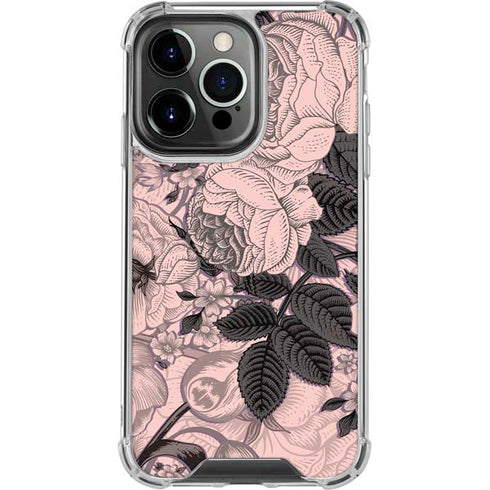 Rose Quartz Floral iPhone 14 Pro Clear Case