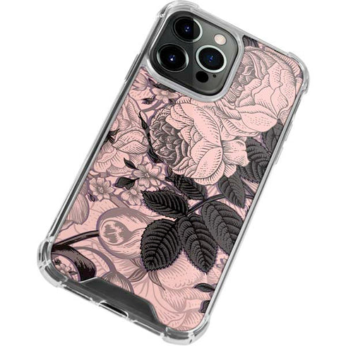 Rose Quartz Floral iPhone 14 Pro Clear Case