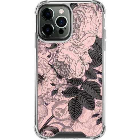 Rose Quartz Floral iPhone 15 Pro Max Clear Case