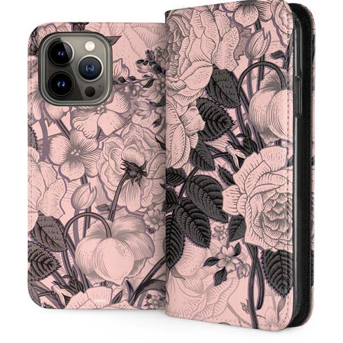 Rose Quartz Floral iPhone 14 Pro Max Folio Case