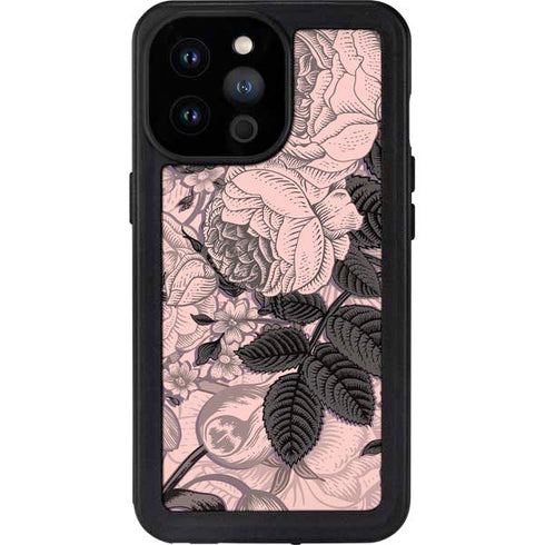 Rose Quartz Floral iPhone 14 Pro Max Waterproof Case