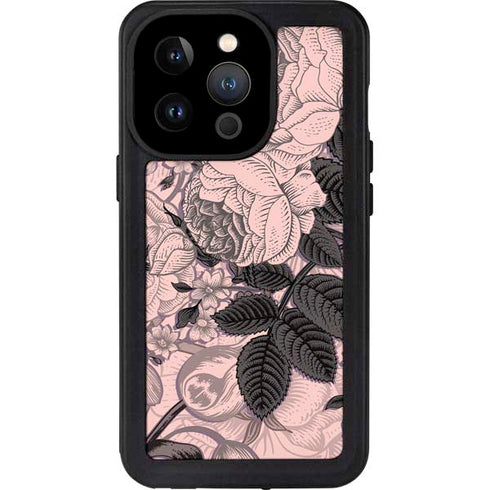 Rose Quartz Floral iPhone 14 Pro Waterproof Case