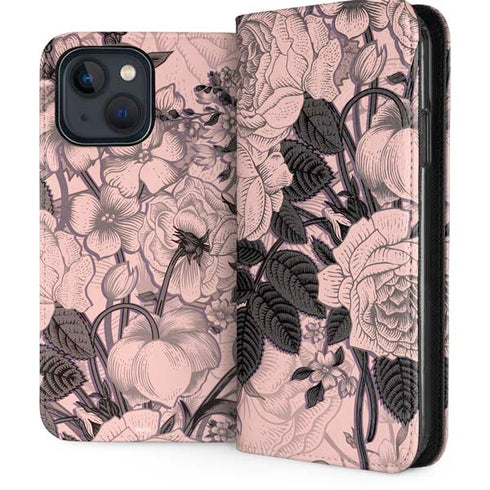 Rose Quartz Floral iPhone 15 Plus Folio Case