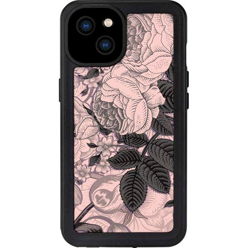 Rose Quartz Floral iPhone 15 Plus Waterproof Case