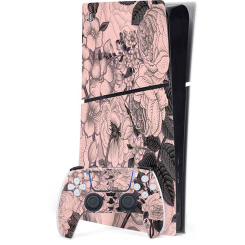 Rose Quartz Floral PS5 Slim Digital Edition Bundle Skin
