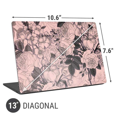 Rose Quartz Floral Universal Laptop 13in (10.6 x 7.6in) Skin
