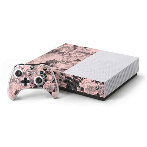 Rose Quartz Floral Xbox One S All-Digital Edition Bundle Skin