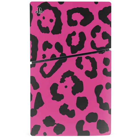Rosy Leopard PS5 Slim Disk Console Skin