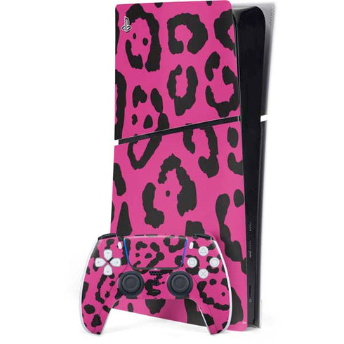 Rosy Leopard PS5 Slim Digital Edition Console Skin