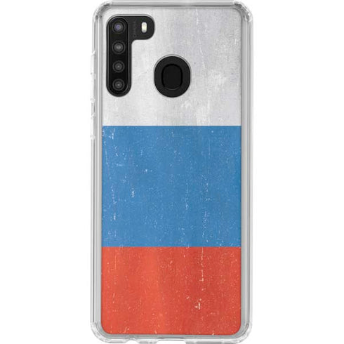 Russian Flag Distressed Galaxy A21 Clear Case