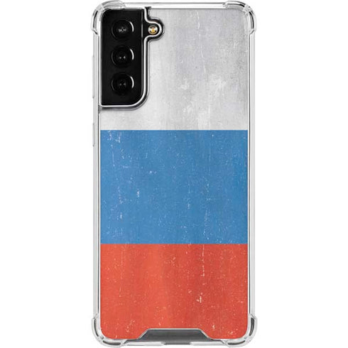 Russian Flag Distressed Galaxy S21 FE Clear Case