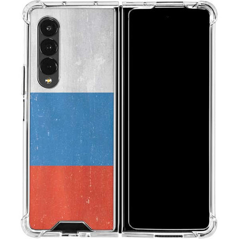 Russian Flag Distressed Galaxy Z Fold4 5G Clear Case