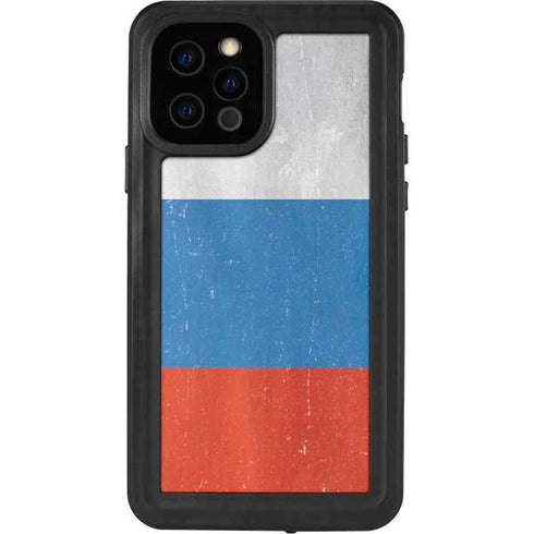 Russian Flag Distressed iPhone 12 Pro Waterproof Case