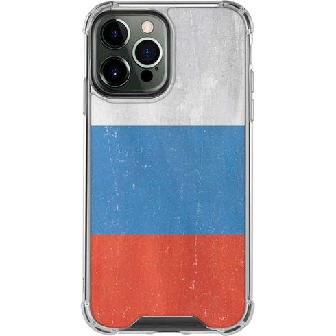 Russian Flag Distressed iPhone 13 Pro Max Clear Case