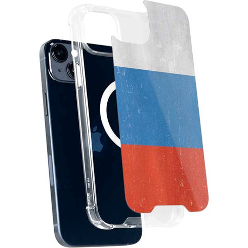 Russian Flag Distressed iPhone 15 Plus MagSafe Case