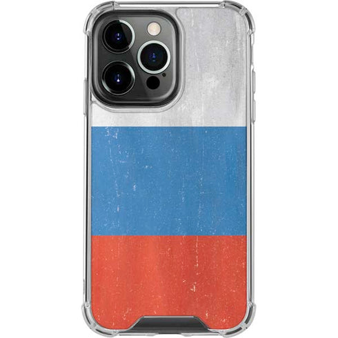 Russian Flag Distressed iPhone 14 Pro Clear Case