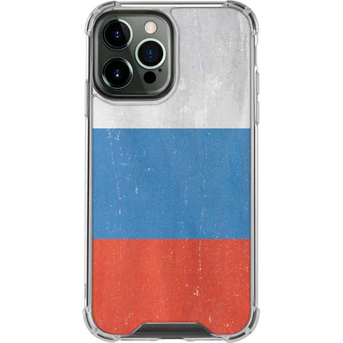 Russian Flag Distressed iPhone 14 Pro Max Clear Case