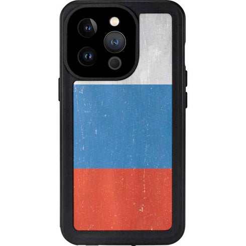 Russian Flag Distressed iPhone 14 Pro Waterproof Case