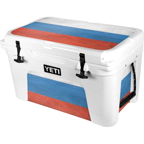 Russian Flag Distressed YETI Tundra 45 Hard Cooler Skin