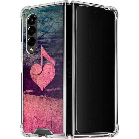Rustic Musical Heart Galaxy Z Fold4 5G Clear Case