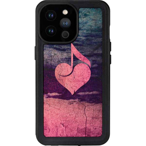 Rustic Musical Heart iPhone 14 Pro Max Waterproof Case