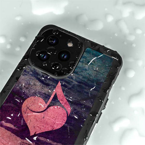 Rustic Musical Heart iPhone 14 Pro Max Waterproof Case