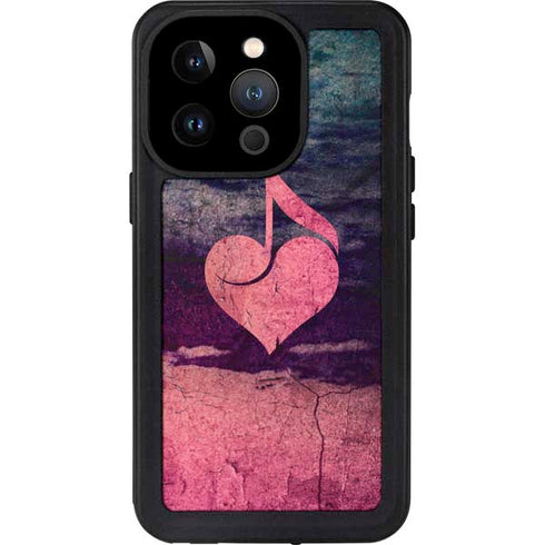 Rustic Musical Heart iPhone 14 Pro Waterproof Case