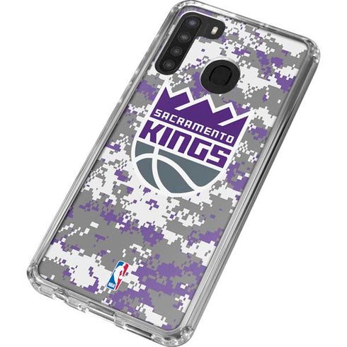 NBA Sacramento Kings Purple Digi Camo Galaxy A21 Clear Case