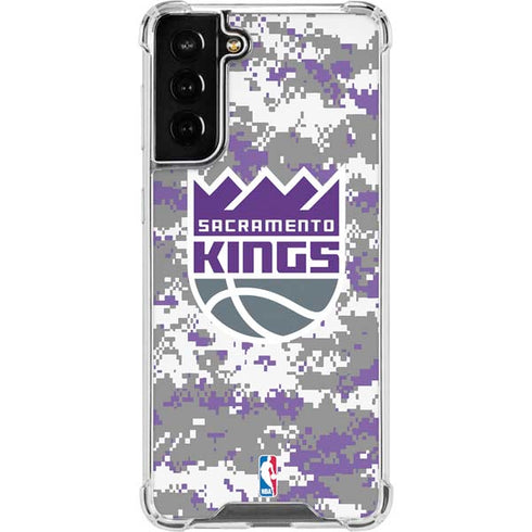 NBA Sacramento Kings Purple Digi Camo Galaxy S21 FE Clear Case