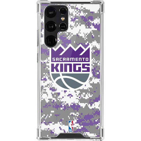 NBA Sacramento Kings Purple Digi Camo Galaxy S22 Ultra Clear Case