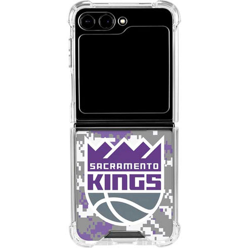 NBA Sacramento Kings Purple Digi Camo Galaxy Z Flip5 5G Clear Case