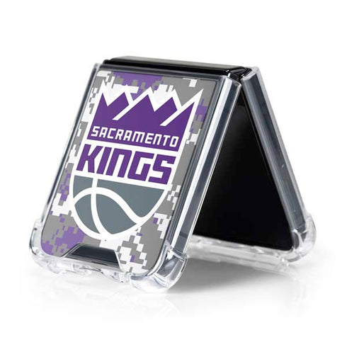NBA Sacramento Kings Purple Digi Camo Galaxy Z Flip5 5G Clear Case