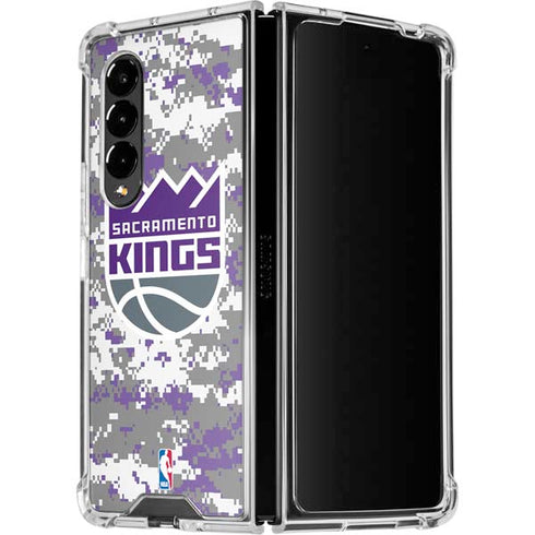 NBA Sacramento Kings Purple Digi Camo Galaxy Z Fold4 5G Clear Case