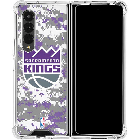NBA Sacramento Kings Purple Digi Camo Galaxy Z Fold4 5G Clear Case