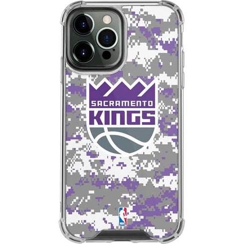 NBA Sacramento Kings Purple Digi Camo iPhone 14 Pro Max Clear Case
