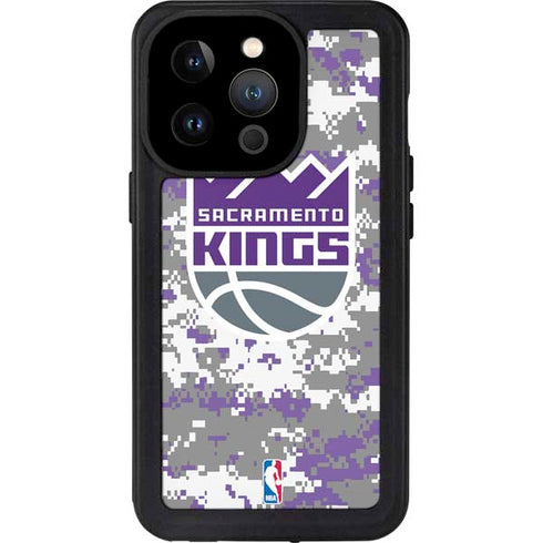 NBA Sacramento Kings Purple Digi Camo iPhone 14 Pro Waterproof Case