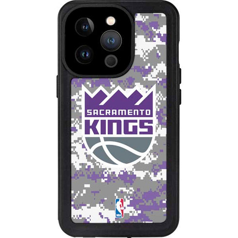 NBA Sacramento Kings Purple Digi Camo iPhone 15 Pro Waterproof Case