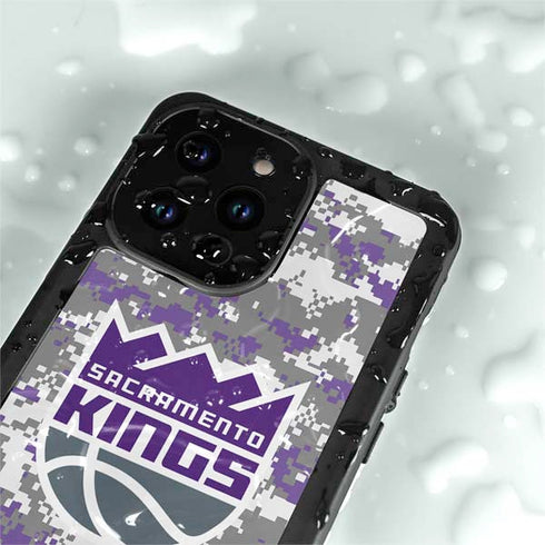 NBA Sacramento Kings Purple Digi Camo iPhone 15 Pro Waterproof Case